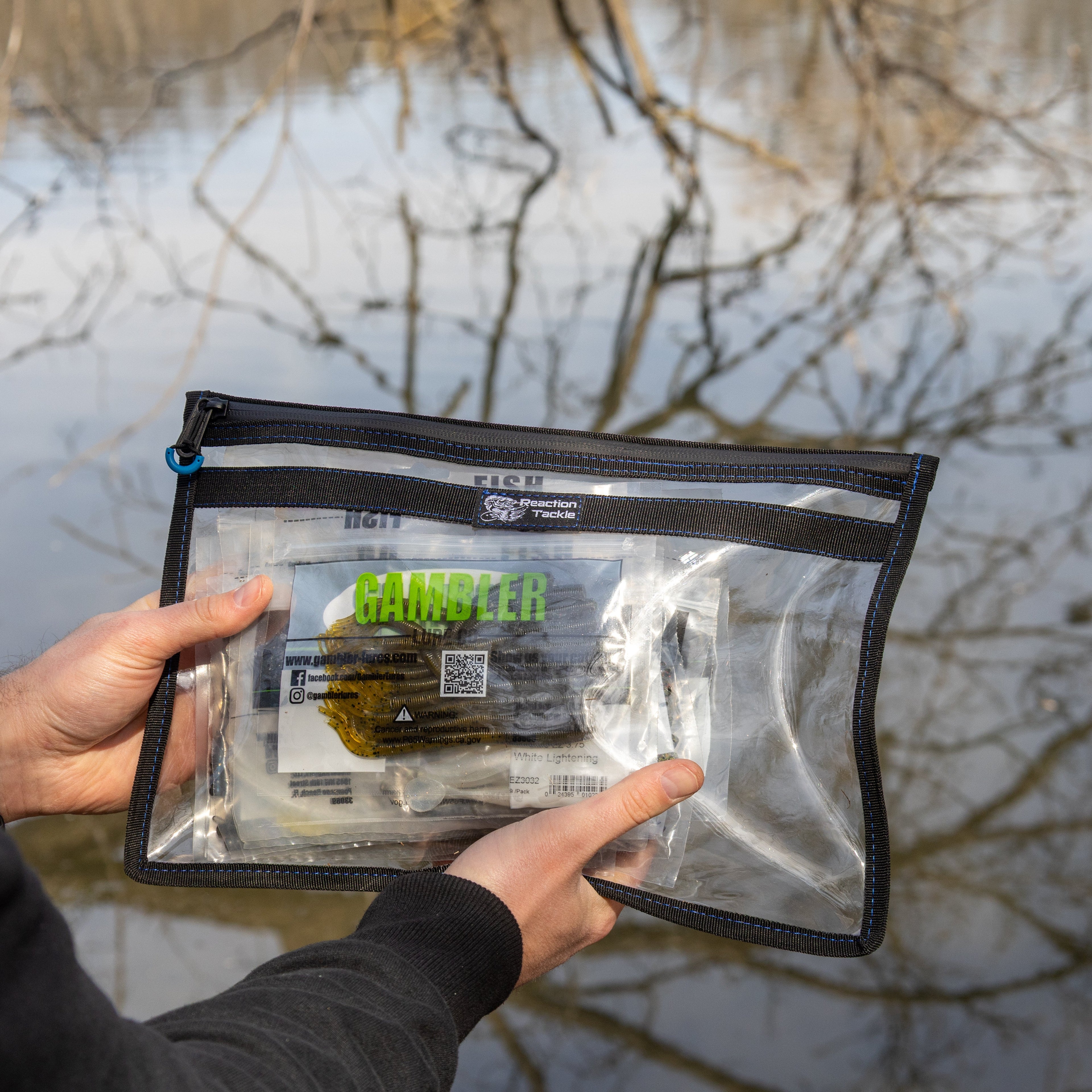 Reaction Tackle Clear Storage Bag Tackle Pak - Water-Resistant Plastic Storage - New - Keep Casting Fishing & Outdoors