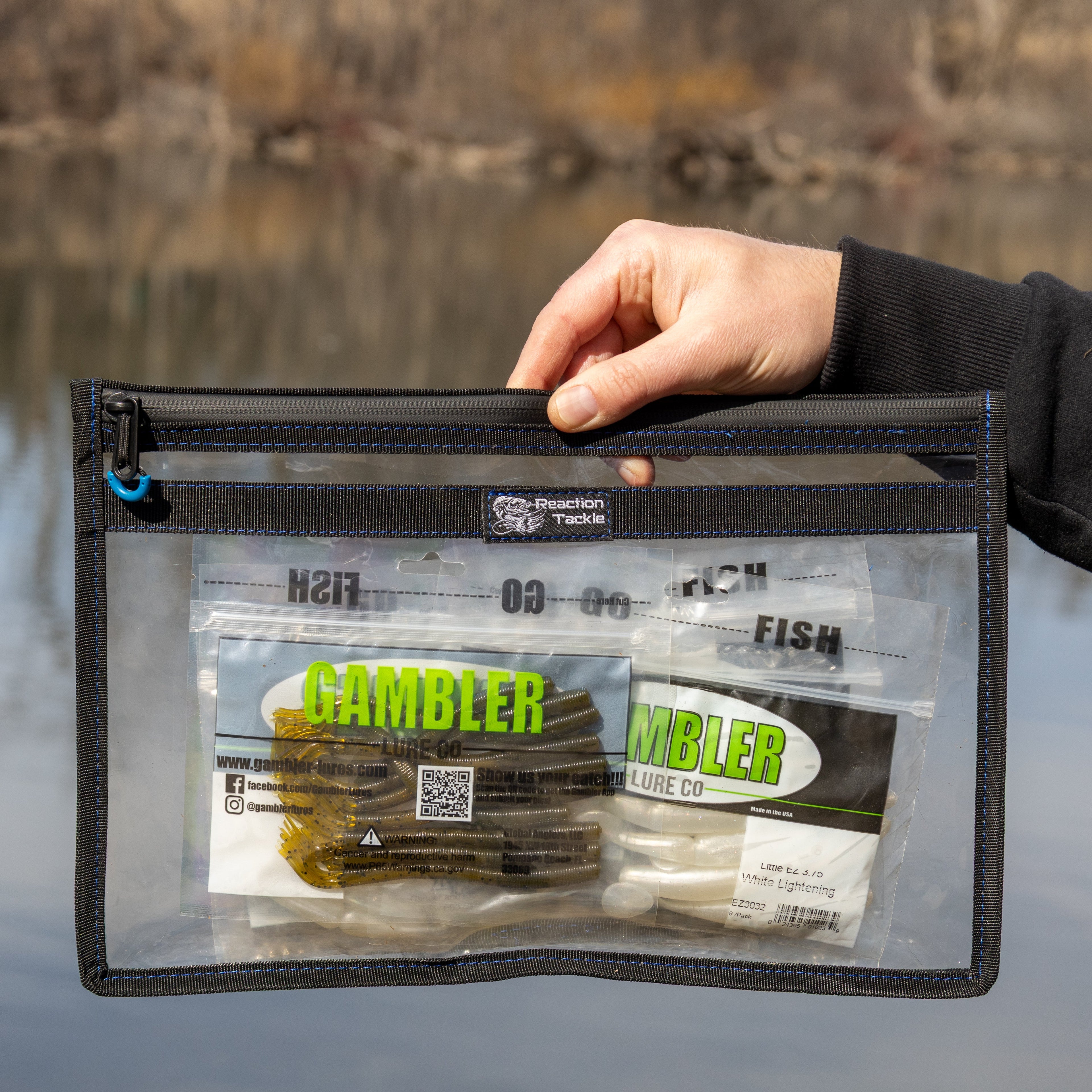 Reaction Tackle Clear Storage Bag Tackle Pak - Water-Resistant Plastic Storage - New - Keep Casting Fishing & Outdoors