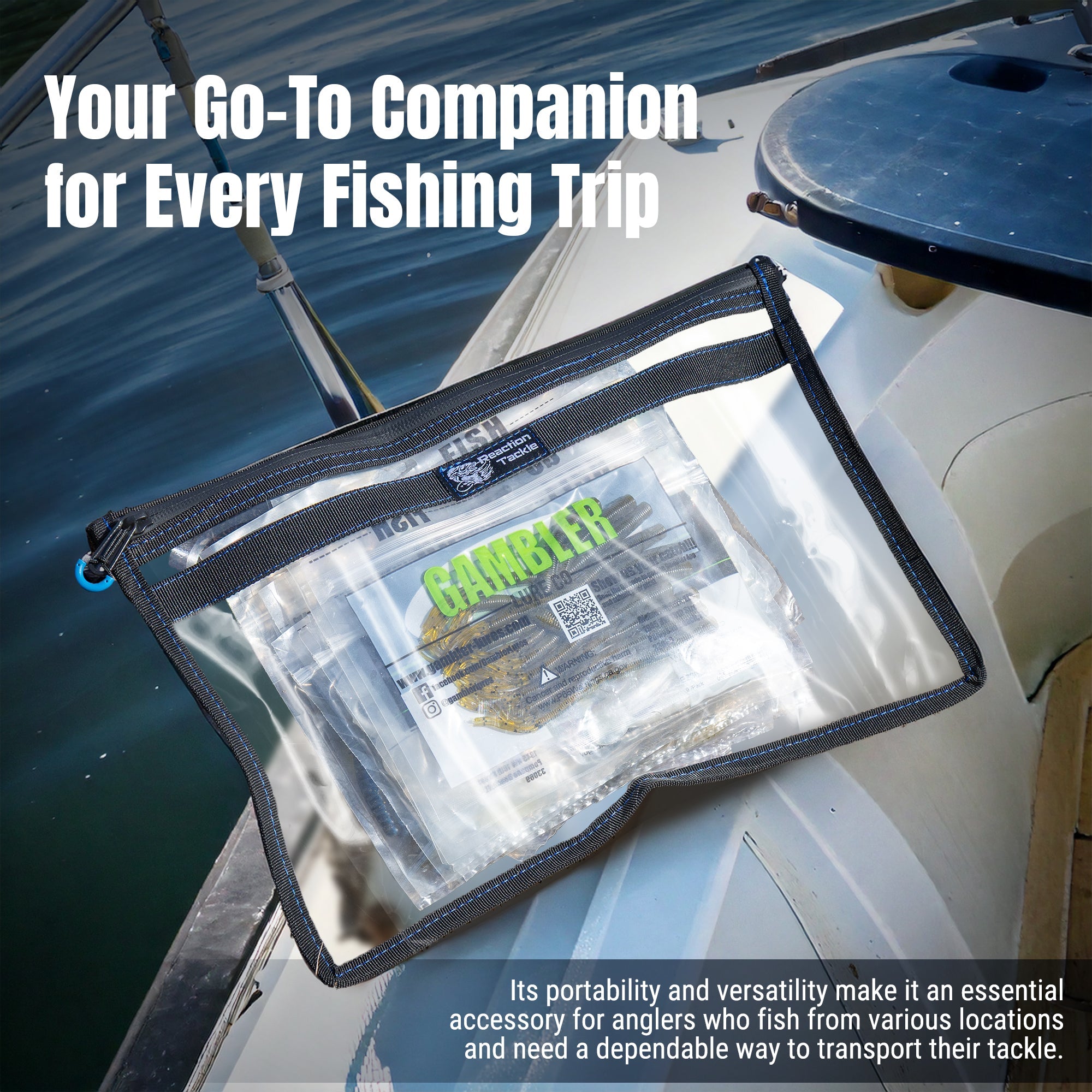 Reaction Tackle Clear Storage Bag Tackle Pak - Water-Resistant Plastic Storage - New - Keep Casting Fishing & Outdoors