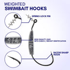 Reaction Tackle Lead Weighted Swimbait Hooks (10-PACK)
