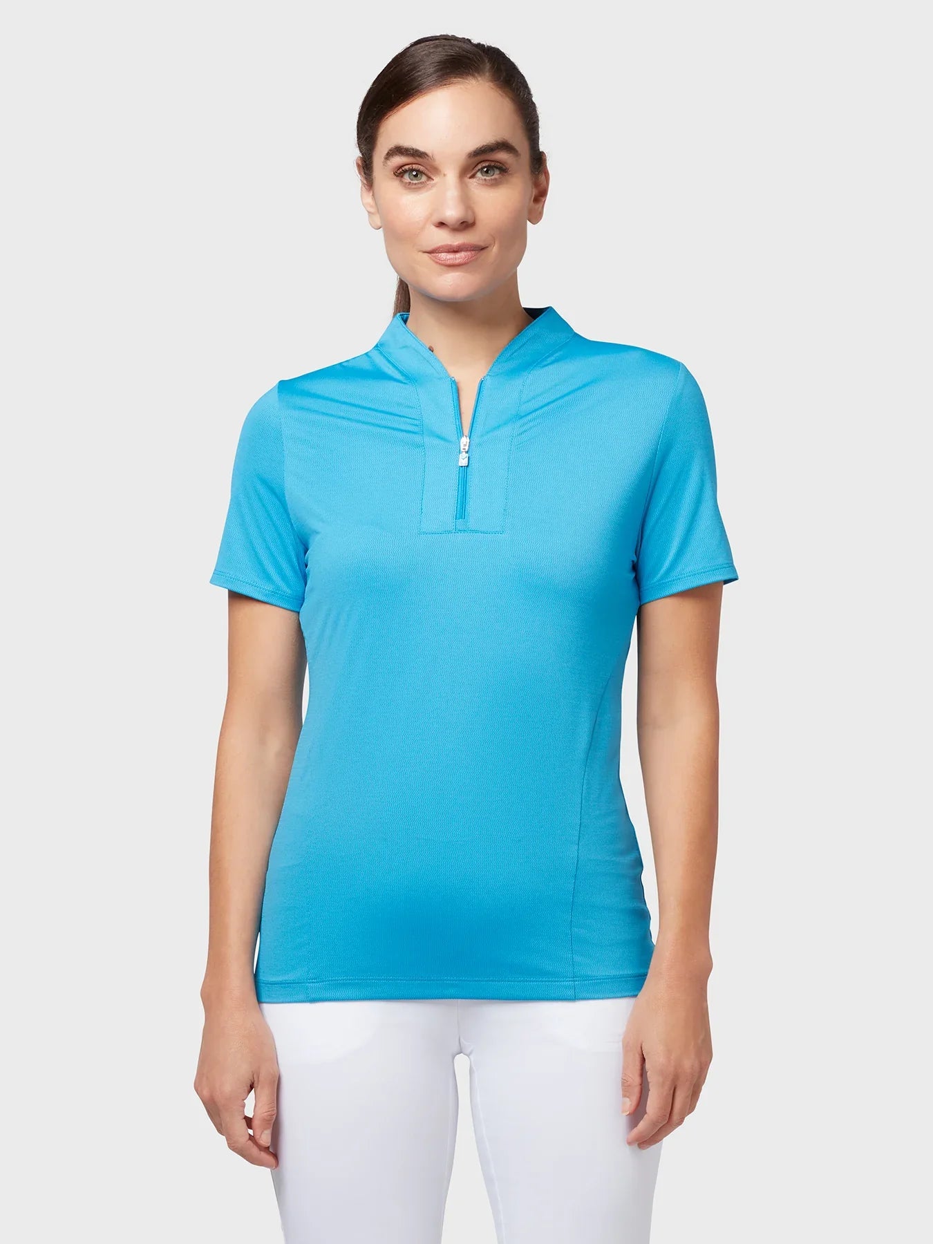 Womens Tonal Texture Heather Polo Top