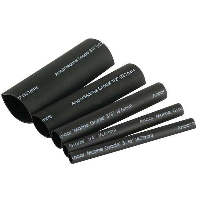 Ancor Adhesive Lined Heat Shrink Tubing Kit - 8 - Pack, 3", 20 to 2/0 AWG, Black - Keep Casting Fishing & Outdoors