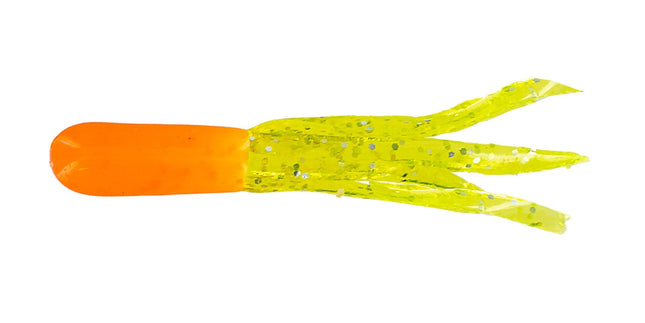 Big Bite Crappie Tubes 1.5in 10ct Orange/Chartreuse. Sparkle - Keep Casting Fishing & Outdoors