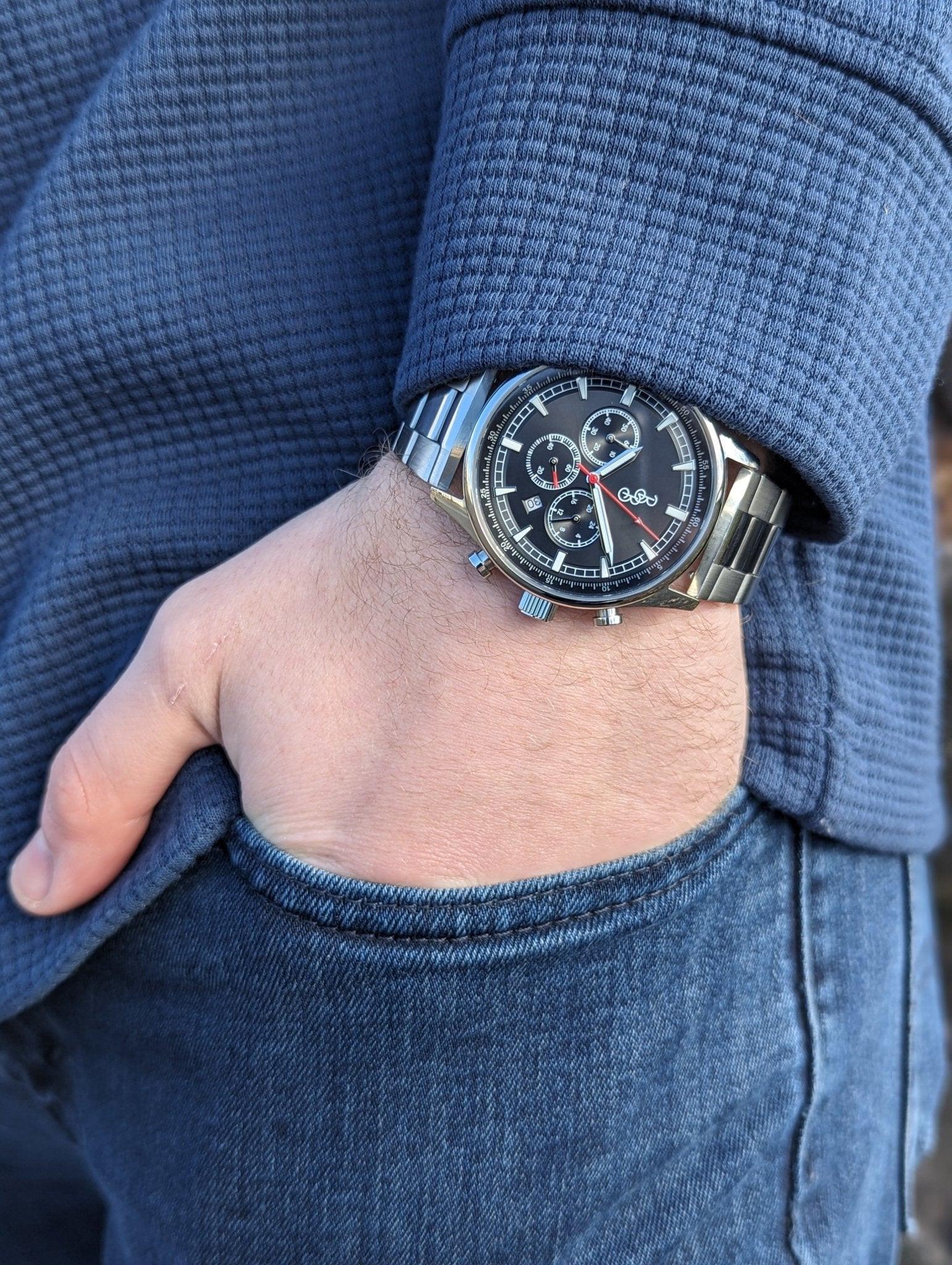 Black Sport Chronograph - Keep Casting Fishing & Outdoors