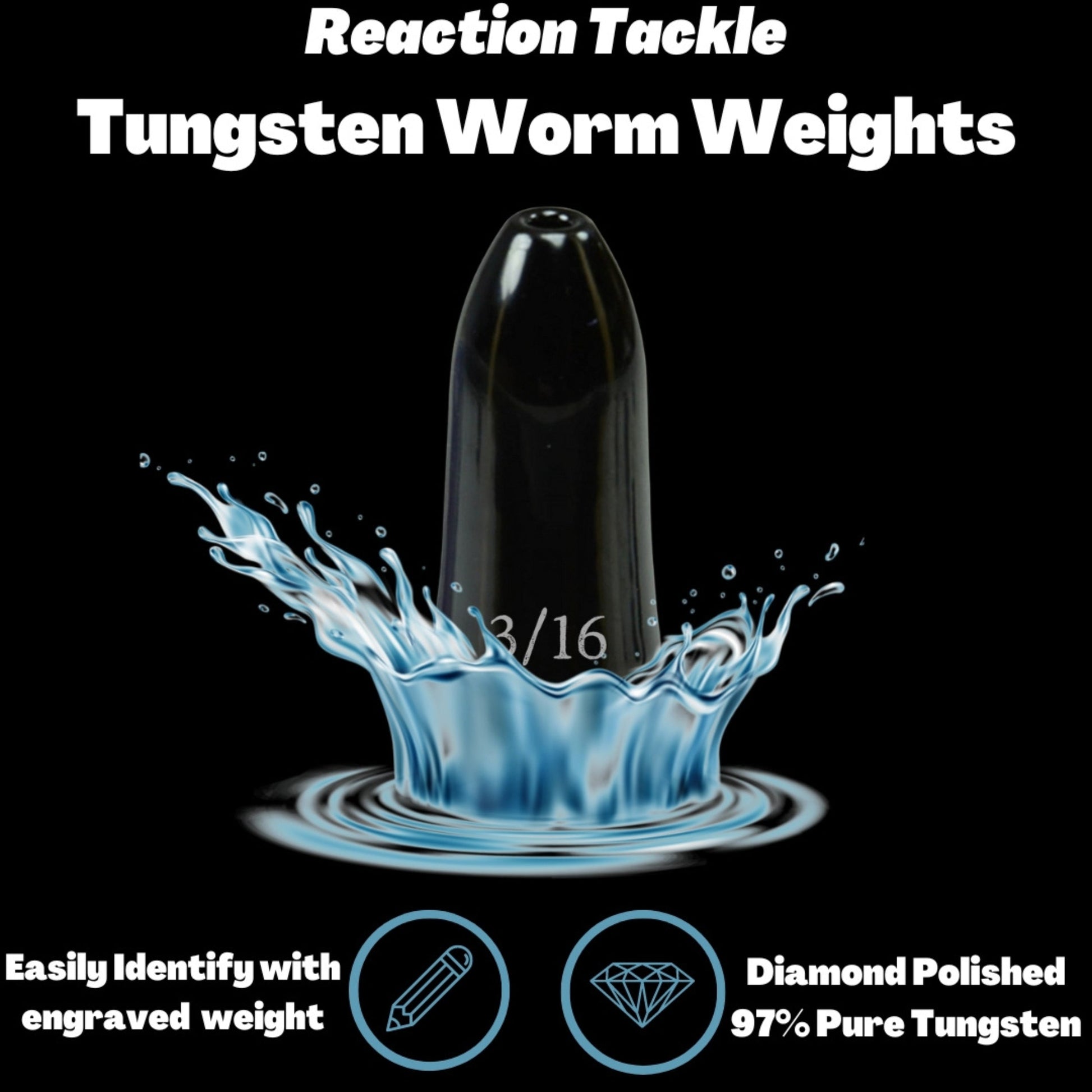 Reaction Tackle Tungsten Worm Weights / Bullet Shaped Sinkers - Keep Casting Fishing & Outdoors