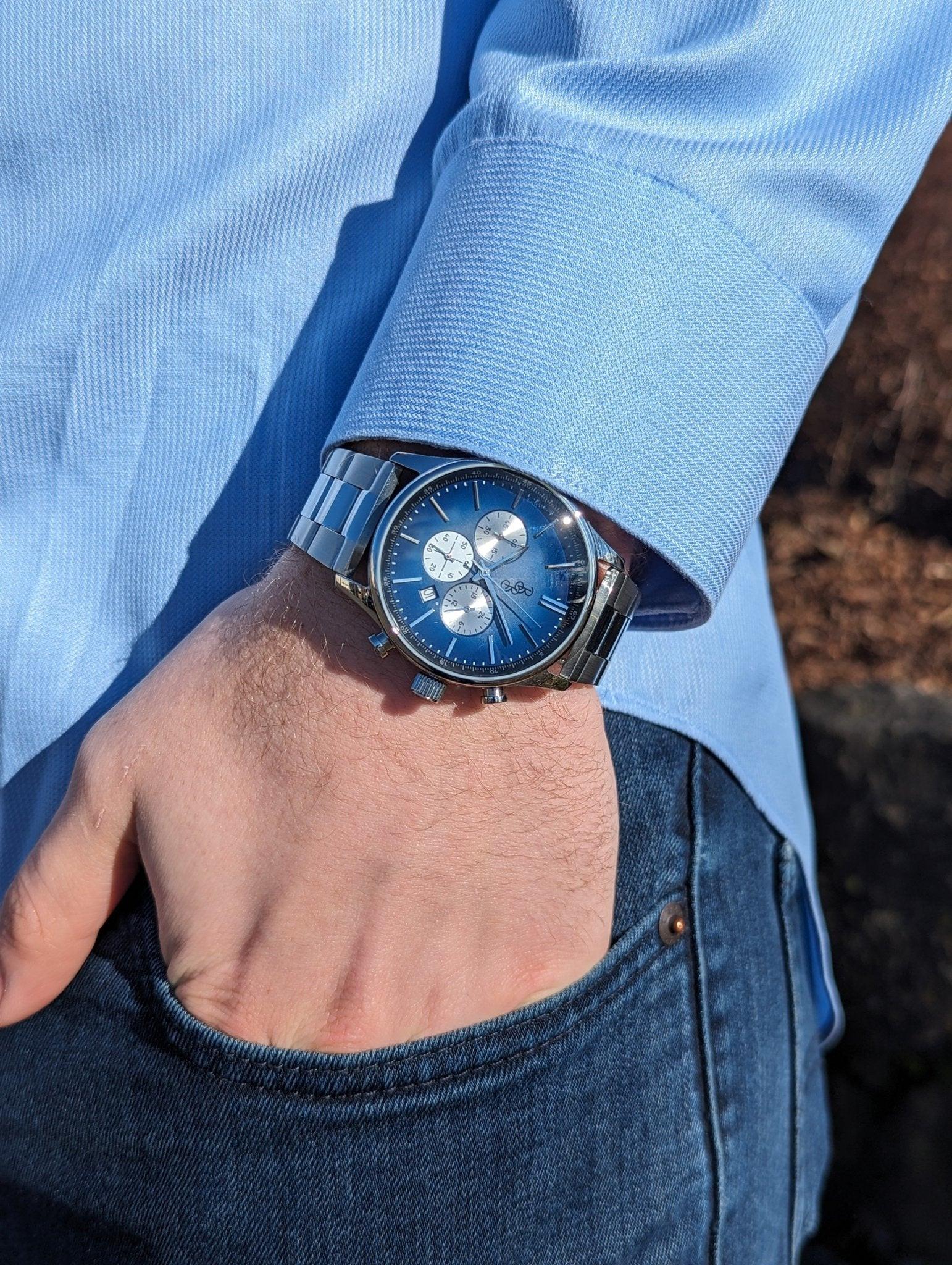 Blue Retro Chronograph - Keep Casting Fishing & Outdoors