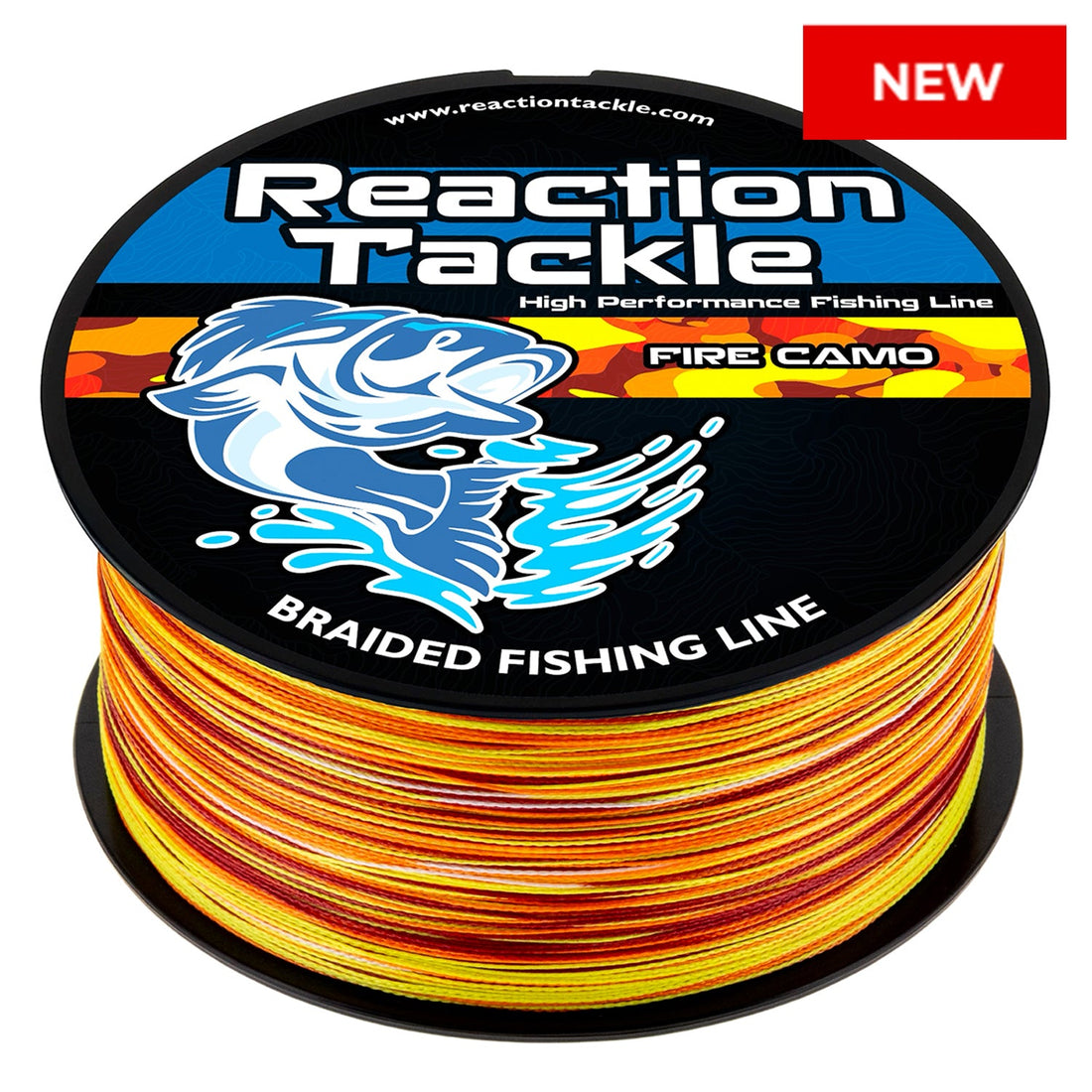 Reaction Tackle Braided Fishing Line - Fire Camo - NEW - Keep Casting Fishing & Outdoors