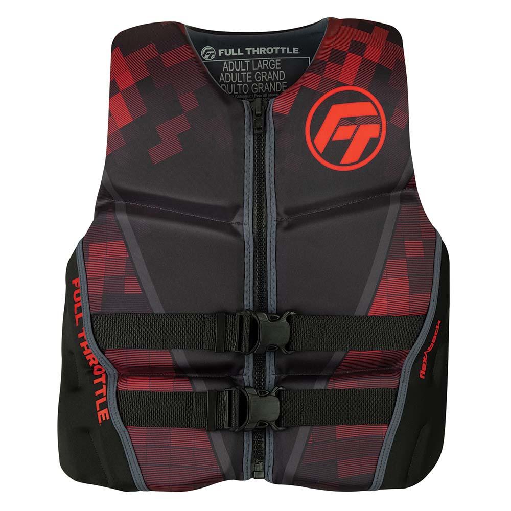 Full Throttle Mens Rapid-Dry Flex-Back Life Jacket - S - Black/Red - Keep Casting Fishing & Outdoors