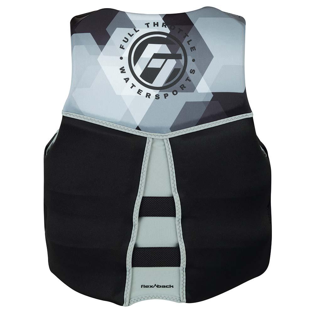 Full Throttle Mens Rapid-Dry Flex-Back Life Jacket - XL - Black/Grey - Keep Casting Fishing & Outdoors