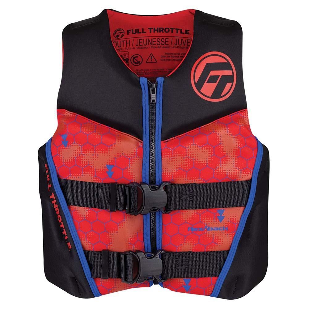 Full Throttle Youth Rapid-Dry Flex-Back Life Jacket - Red/Black - Keep Casting Fishing & Outdoors