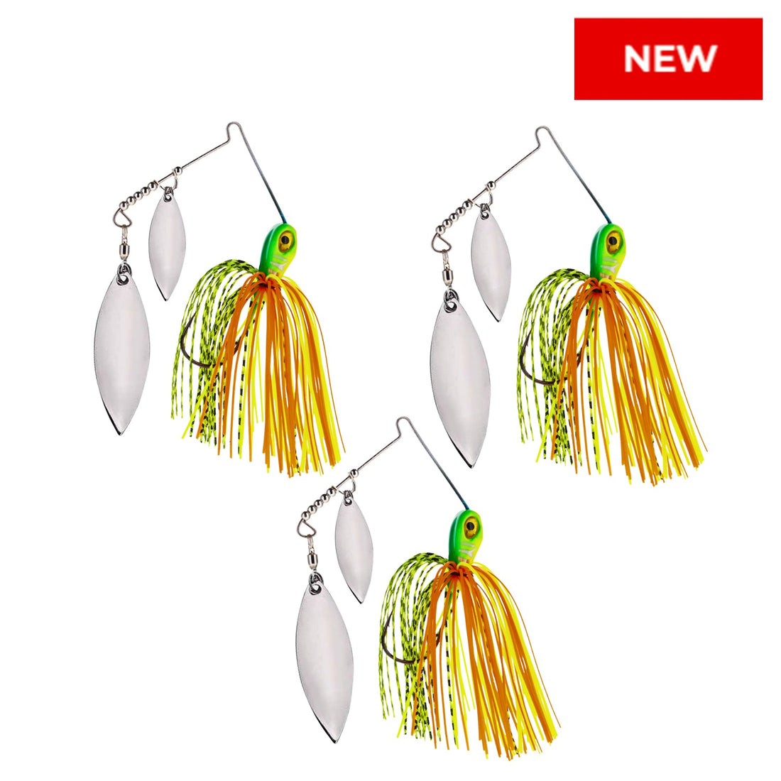 Reaction Tackle Lead Spinnerbait Jigs – 3-Pack, Double Willow Blade - New - Keep Casting Fishing & Outdoors