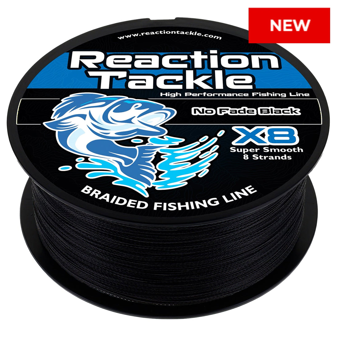 Reaction Tackle X8 Braided Fishing Line - NO FADE Black 8 Strand - NEW - Keep Casting Fishing & Outdoors