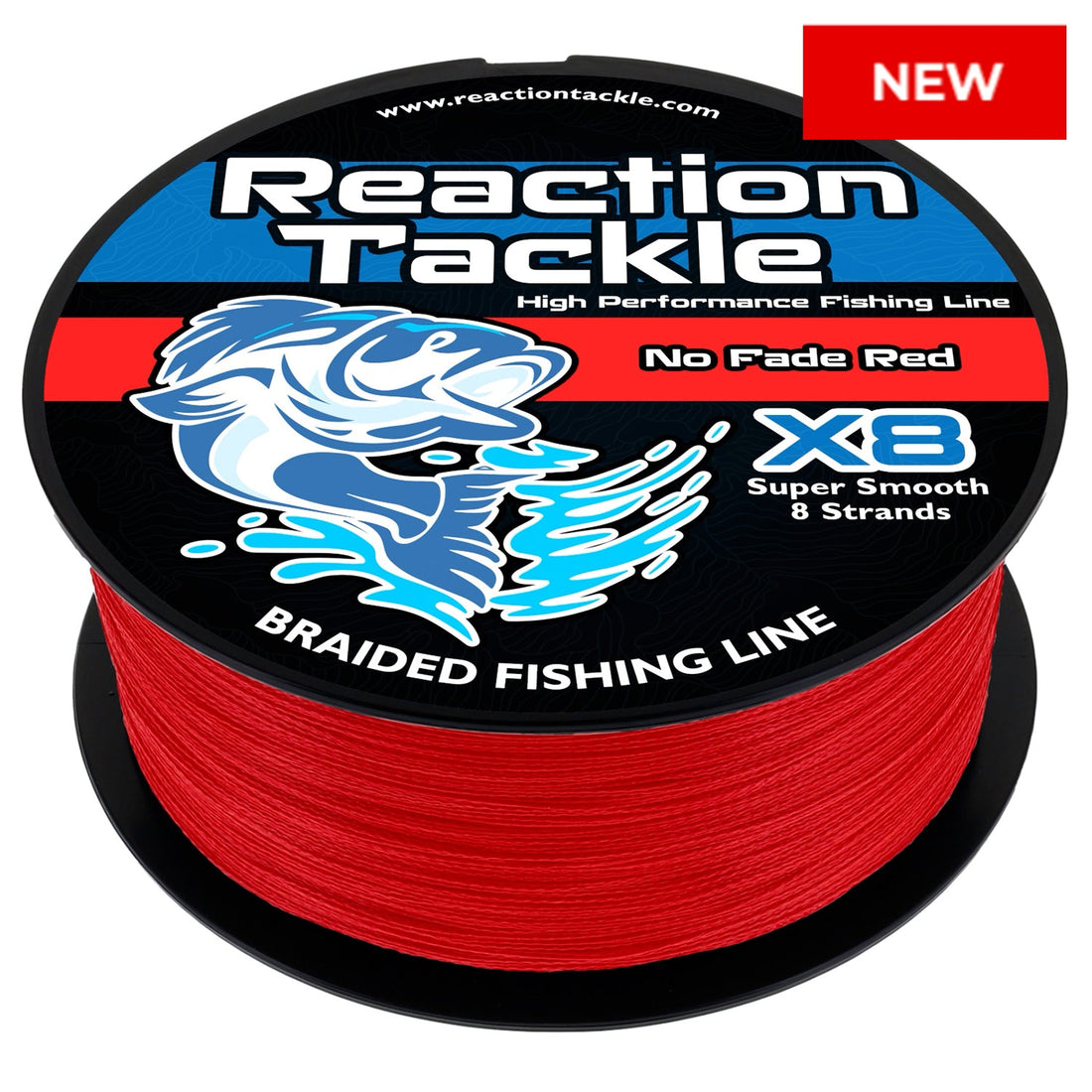 Reaction Tackle X8 Braided Fishing Line - NO FADE Red 8 Strand - NEW - Keep Casting Fishing & Outdoors