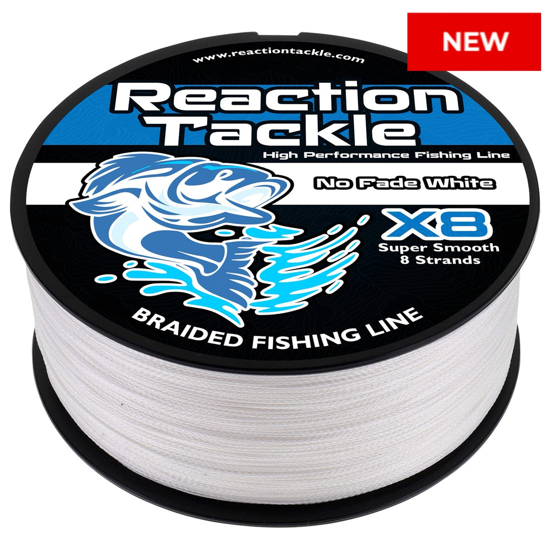 Reaction Tackle X8 Braided Fishing Line - NO FADE White 8 Strand - NEW - Keep Casting Fishing & Outdoors
