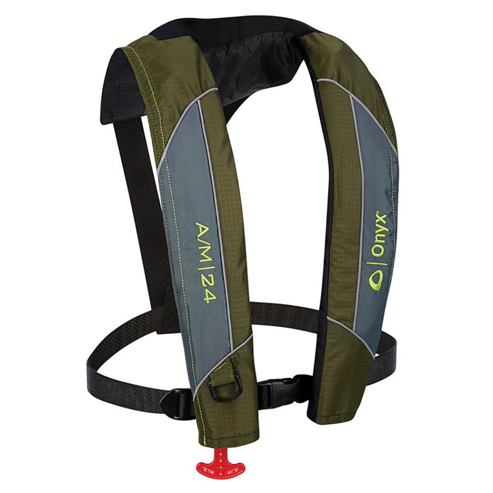 Onyx A/M-24 Automatic/Manual Inflatable PFD Life Jacket - Green - Keep Casting Fishing & Outdoors