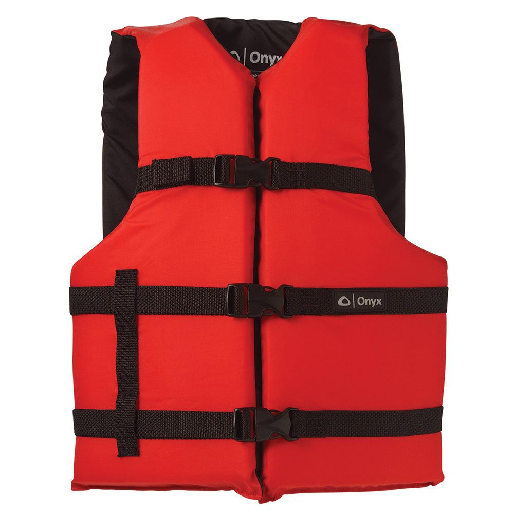 Onyx Nylon General Purpose Life Jacket - Adult Universal - Red - Keep Casting Fishing & Outdoors