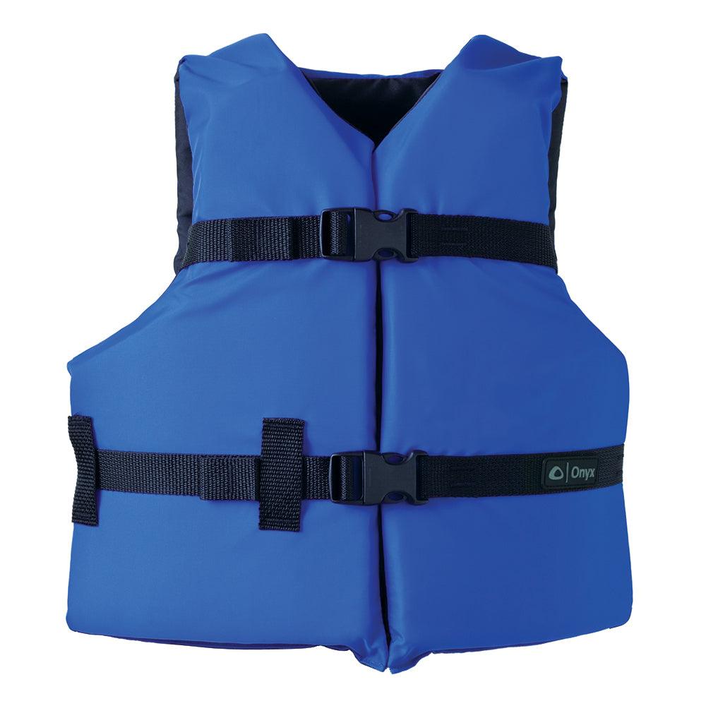 Onyx Nylon General Purpose Life Jacket - Youth 50-90lbs - Blue - Keep Casting Fishing & Outdoors