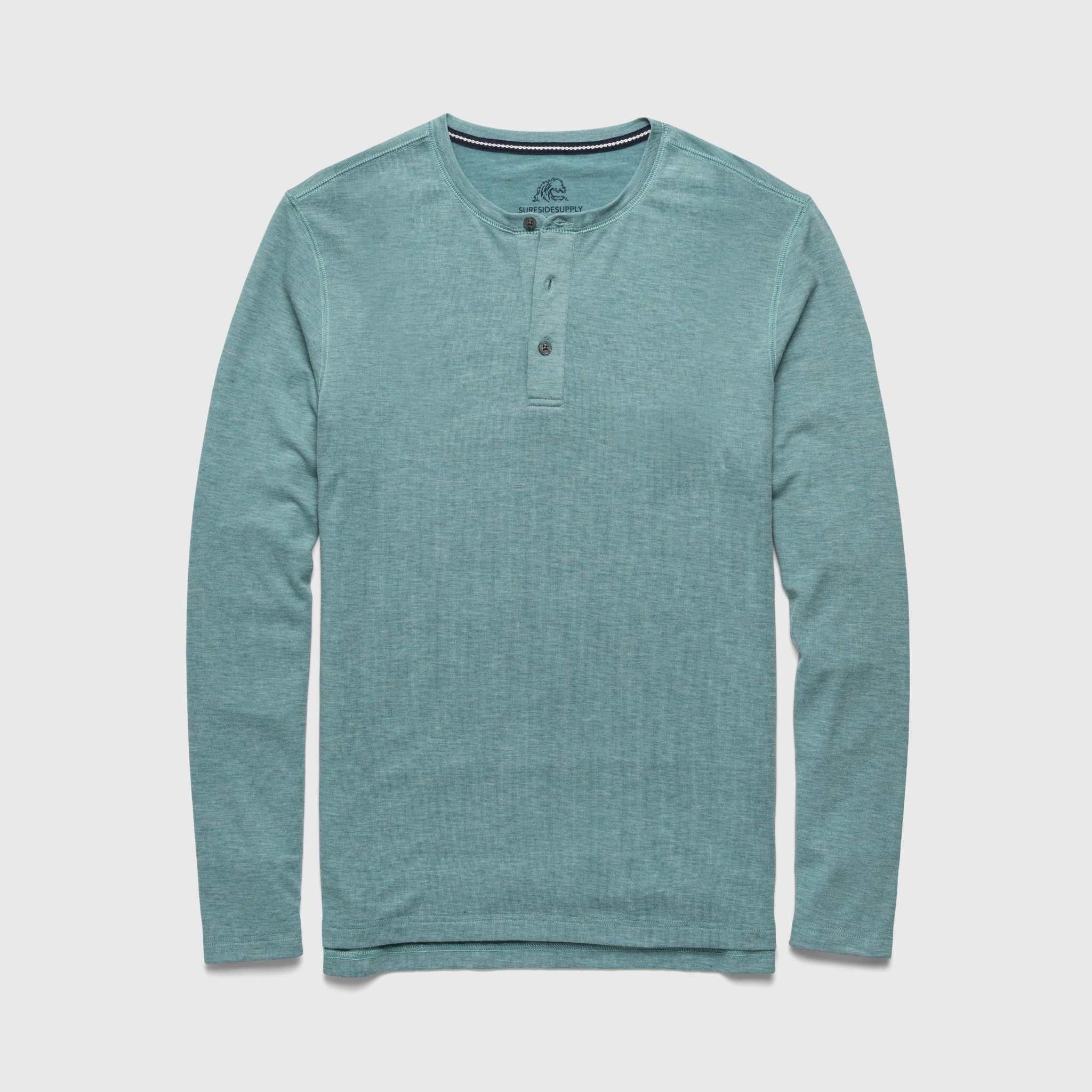 Sean Ultra Soft Classic Henley - Aqua Heather - Keep Casting Fishing & Outdoors