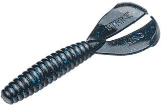 Strike King Rage Twin Tail Menace Grub 4in 8ct Black Blue Flake - Keep Casting Fishing & Outdoors