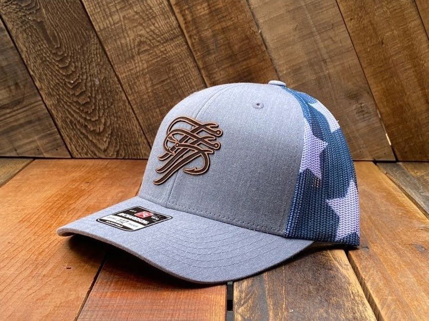 TTP Heather Grey/ USA Mesh Leather Cut Out - Keep Casting Fishing & Outdoors
