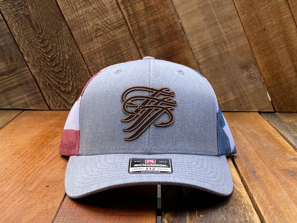 TTP Heather Grey/ USA Mesh Leather Cut Out - Keep Casting Fishing & Outdoors