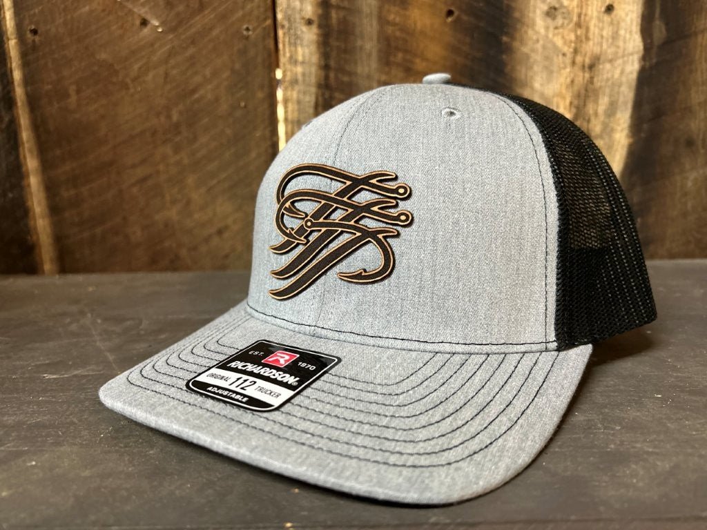 TTP Heather Grey/Black Mesh Leather Cut Out - Keep Casting Fishing & Outdoors
