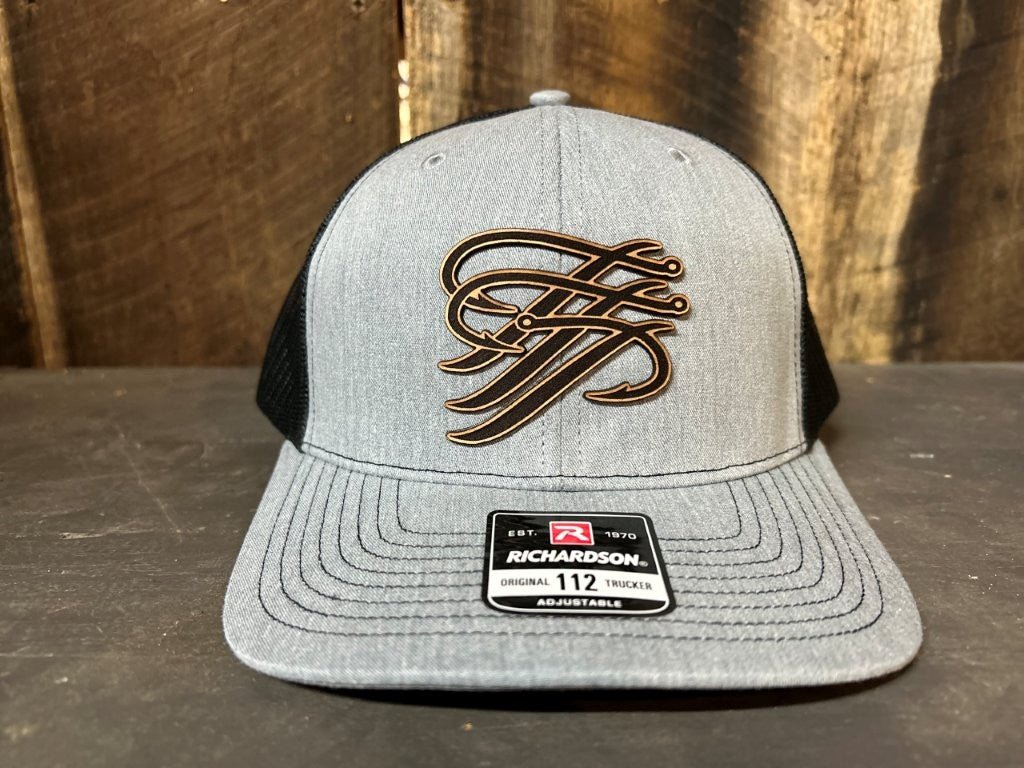 TTP Heather Grey/Black Mesh Leather Cut Out - Keep Casting Fishing & Outdoors