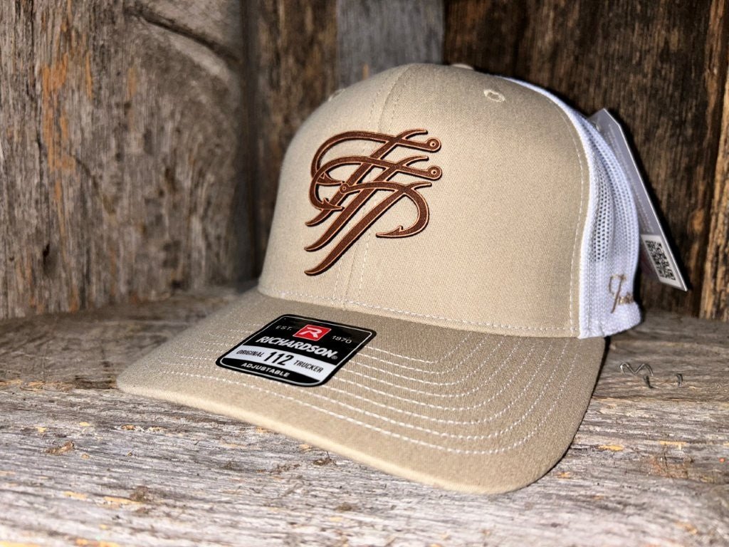 TTP Khaki/White Leather Patch Cut Out - Keep Casting Fishing & Outdoors