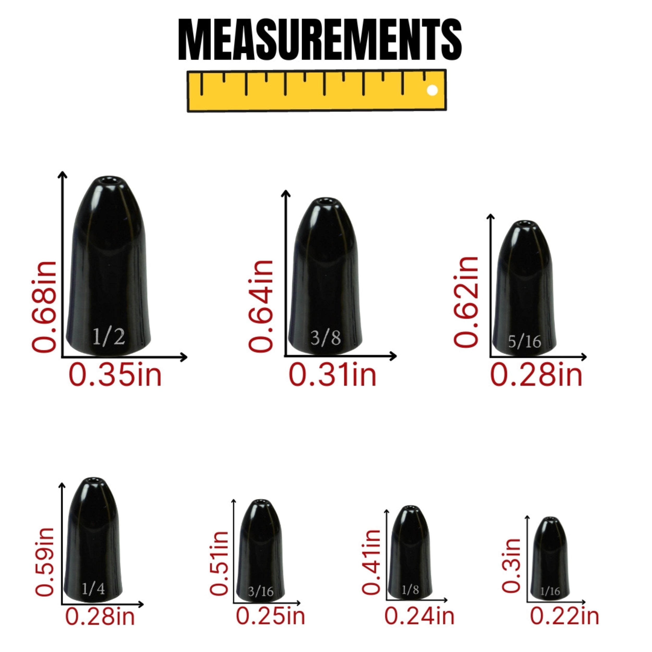Reaction Tackle Tungsten Worm Weights / Bullet Shaped Sinkers - Keep Casting Fishing & Outdoors